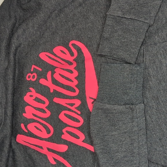 Aeropostale Women's Charcoal Black & Pink Hoodie Sz XS Pullover V-2 - Picture 7 of 9